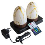 Set van 2 oplaadbare marmeren goud ovale DORSETTO tafellampen (105 uur, waterdicht) met afstandsbediening.