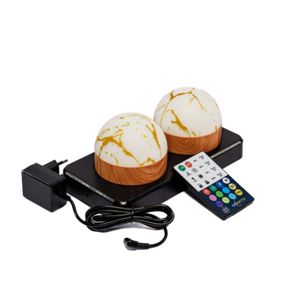 Set van 2 Tafellampen DORSETTO oplaadbaar, marmer goud design, waterdicht, incl. afstandsbediening. Tot 105 uur gebruik.