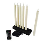 Set van 6 LED dinerkaarsen 270mm oplaadbaar in warm wit, die tot 130 uur meegaan. Inclusief zwarte oplaadbasis, afstandsbediening en voedingsadapter voor het gemak.