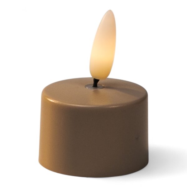 De Oplaadbare waxinelichtjes beige zijn oplaadbare theelichtjes (set van 12) met een realistische vlam, tot 400 branduren en worden geleverd met een afstandsbediening.